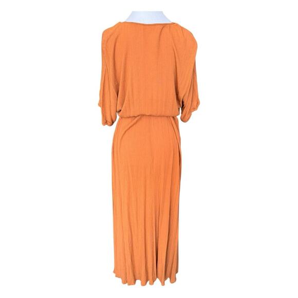 L'AGENCE Gathered Maxi Dress Surplice Neckline Dolman Sleeve Side Slit Medium - Picture 5 of 16
